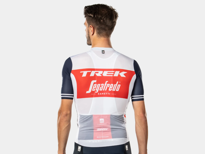 Santini Trek-Segafredo Team Short Sleeve Jersey in White/Blue Small-1